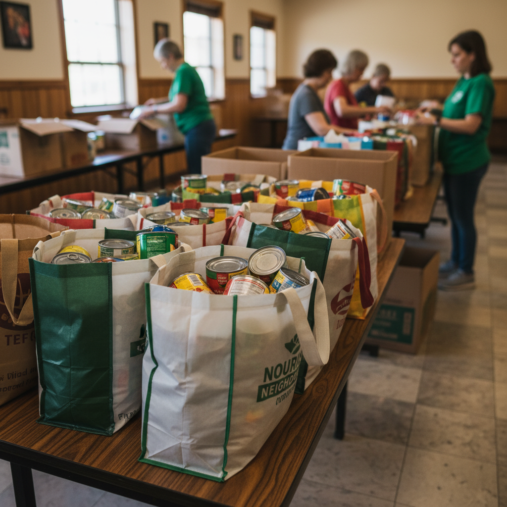 Fresh groceries and produce ready for distribution